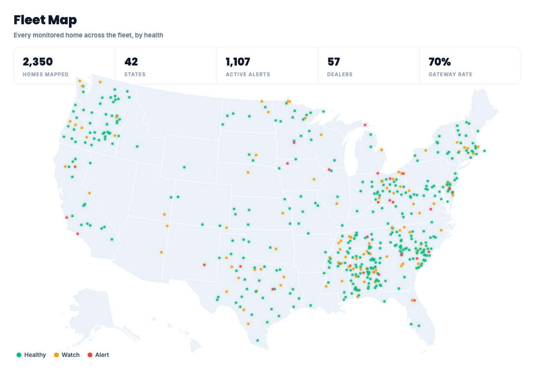 Fleet map by health